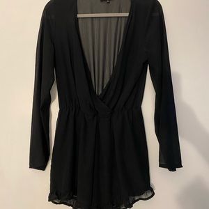Black long sleeve mesh romper